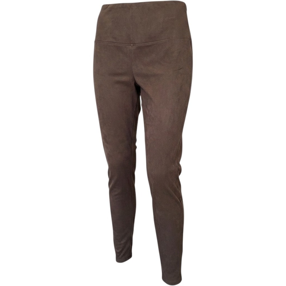 RUBY RIBBON Womens Brown Faux Suede High Waist Leggings Size L